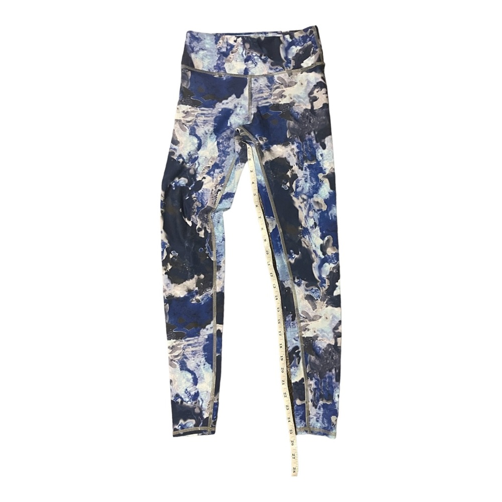 BECCO Leggings Yoga Workout Women's SZ S Blue Print Stretch Athletic leggings